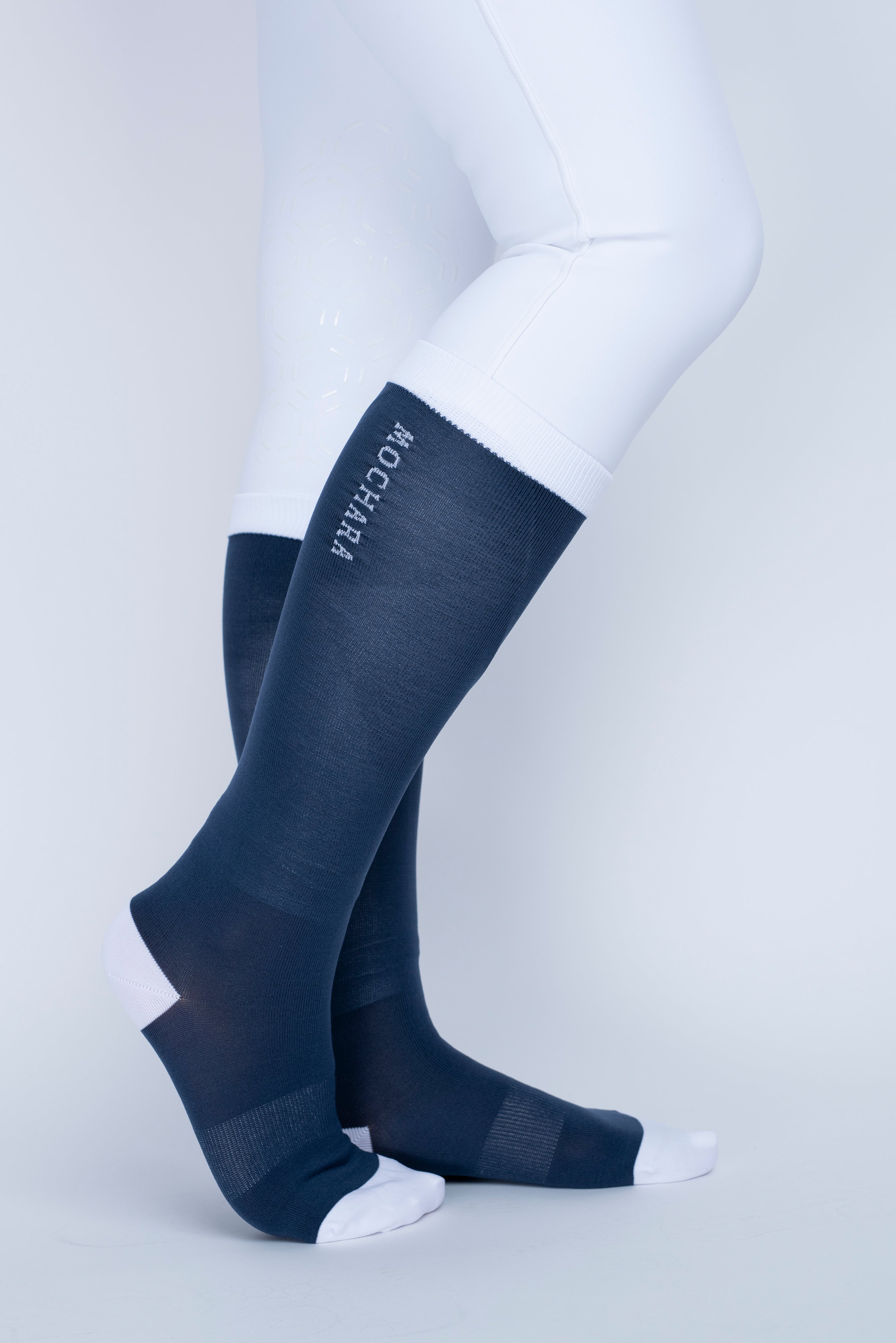 Mochara Long Horse Riding Socks Indigo Blue