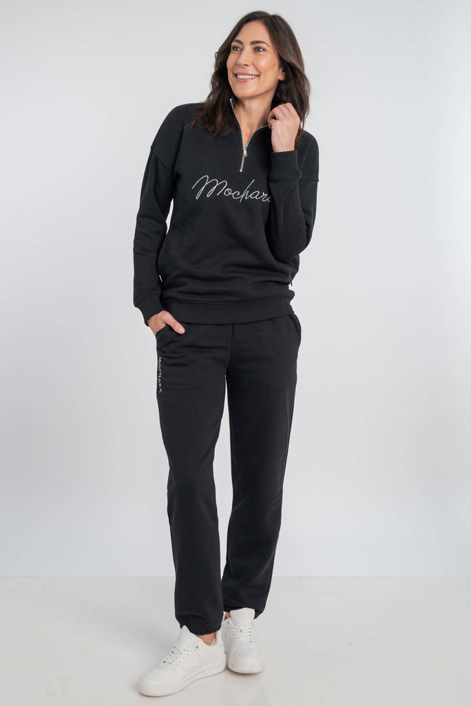 Mochara Luxe Black Half Zip Sweatshirt