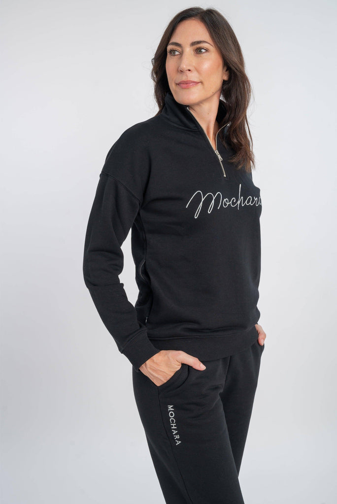 Mochara Luxe Black Half Zip Sweatshirt