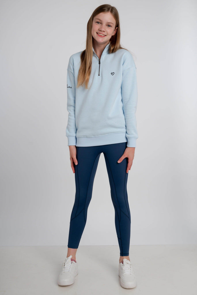 Mini Mochara Baby Blue Half Zip Sweatshirt