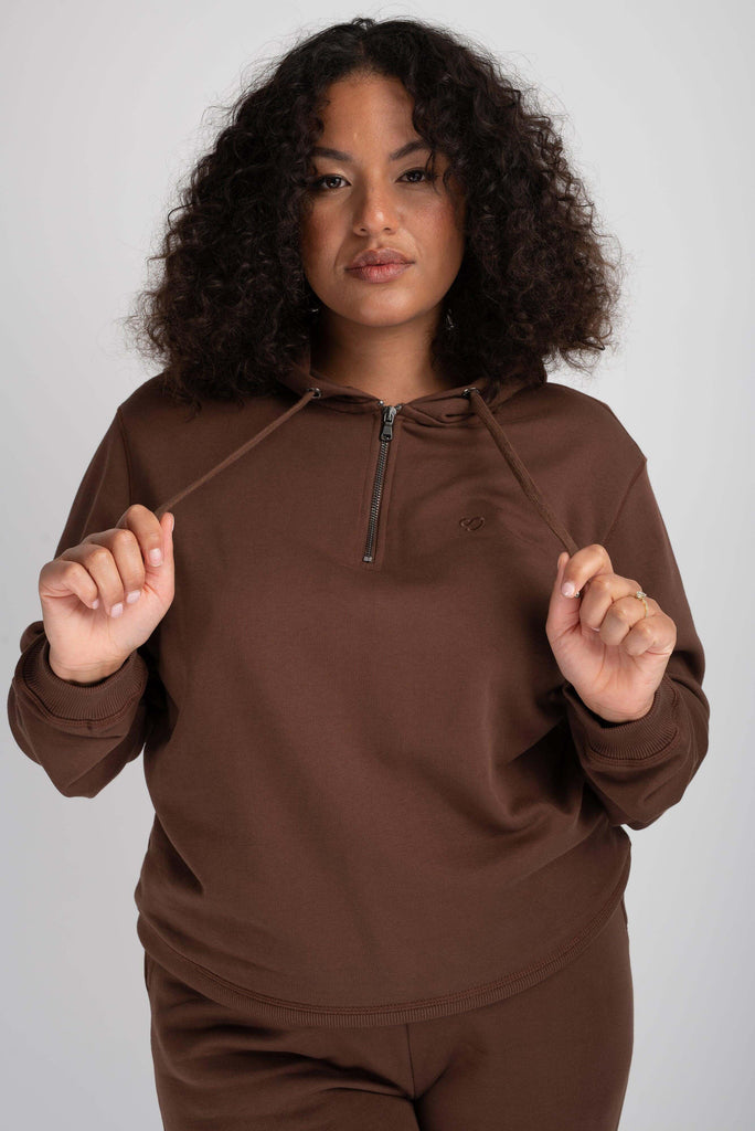 Chocolate Brown Half Zip Hoodie