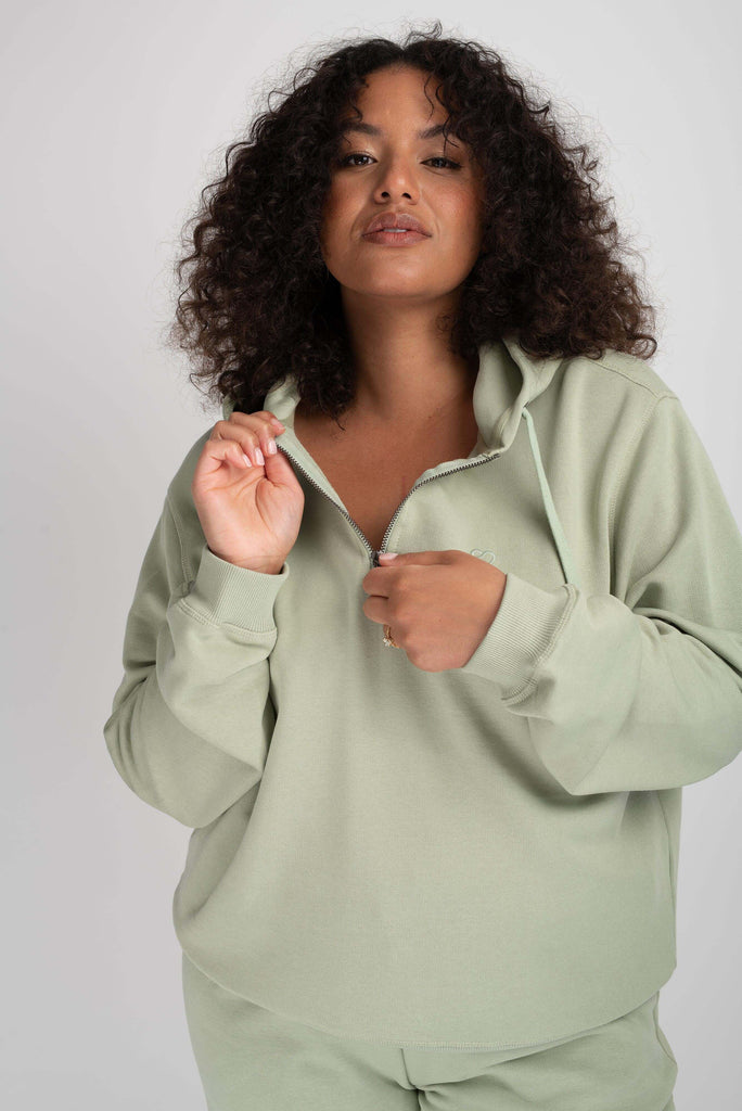 Sage Green Half Zip Hoodie