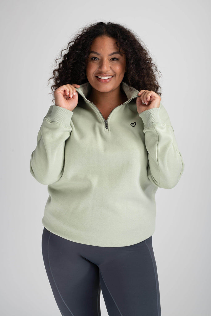 Sage Green Half Zip Sweatshirt