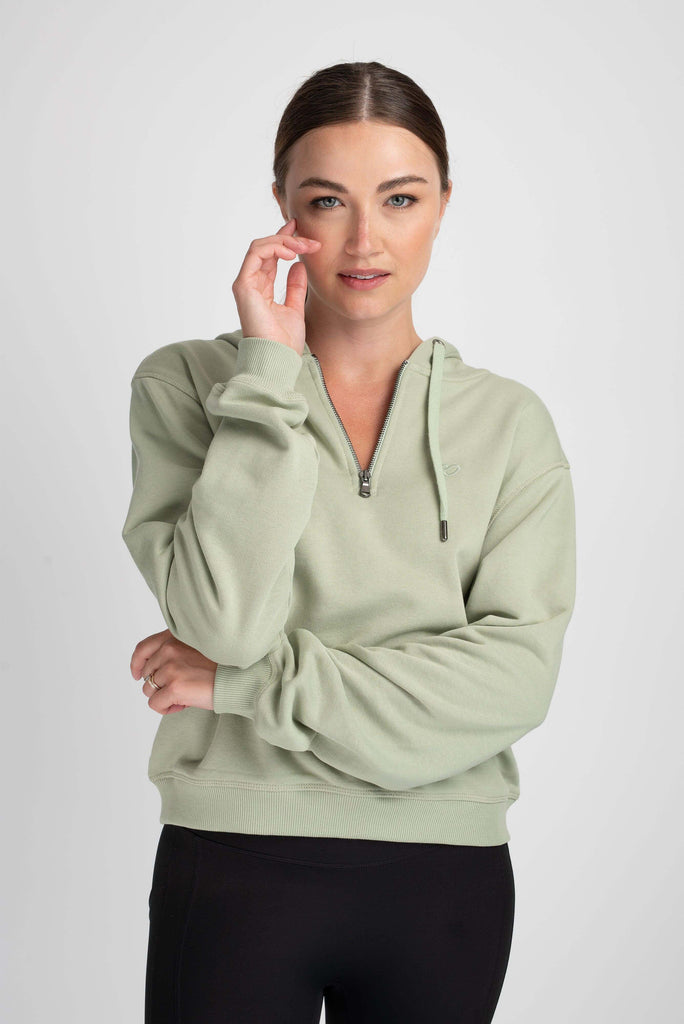 Sage Green Half Zip Hoodie