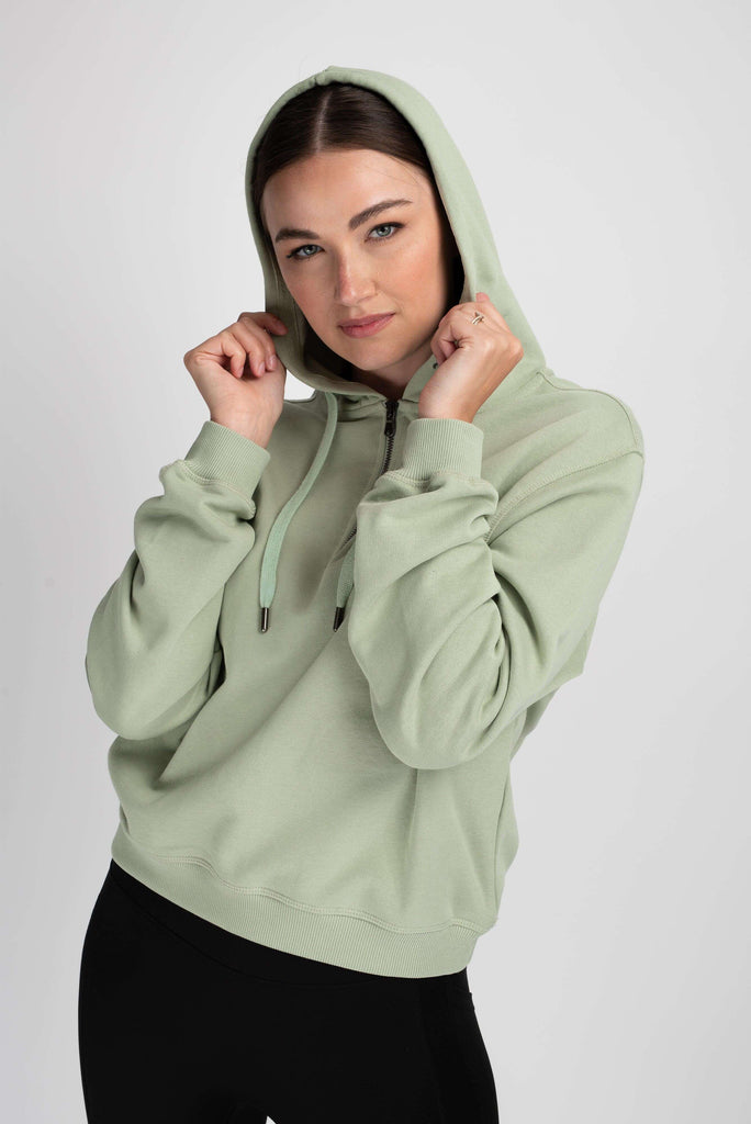 Sage Green Half Zip Hoodie