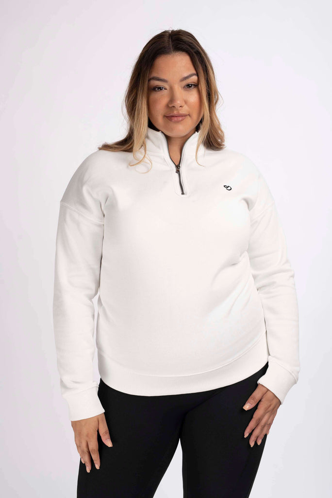 Mochara White Half Zip Sweatshirt Edit