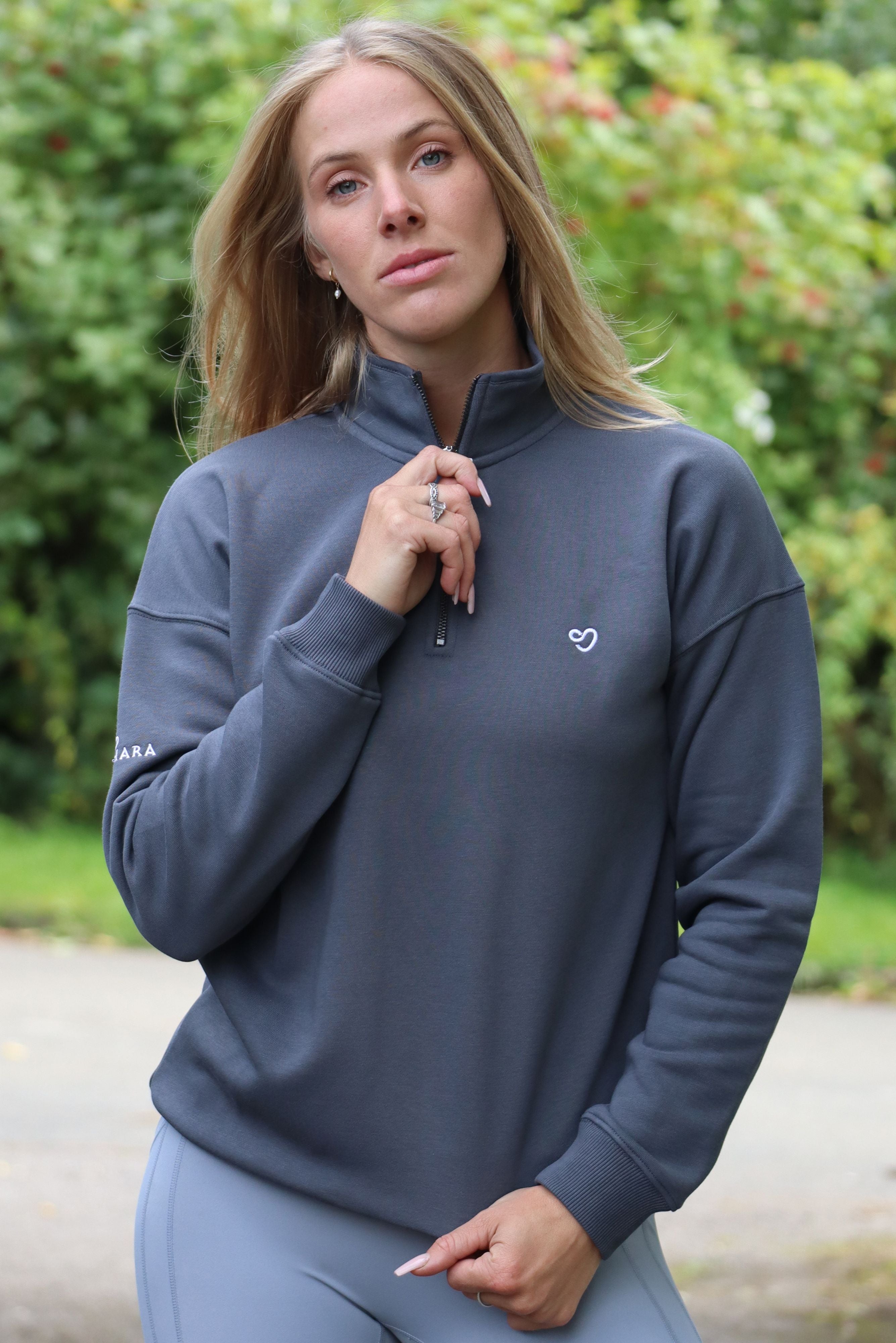 Half Zip Sweatshirt in Charcoal Grey Outlet