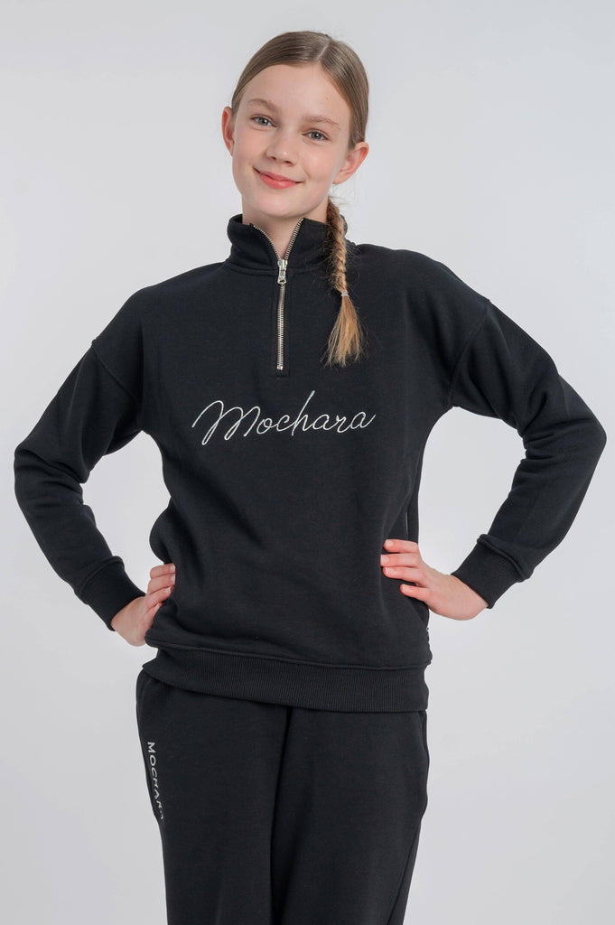Mini Mochara Luxe Black Half Zip Sweatshirt