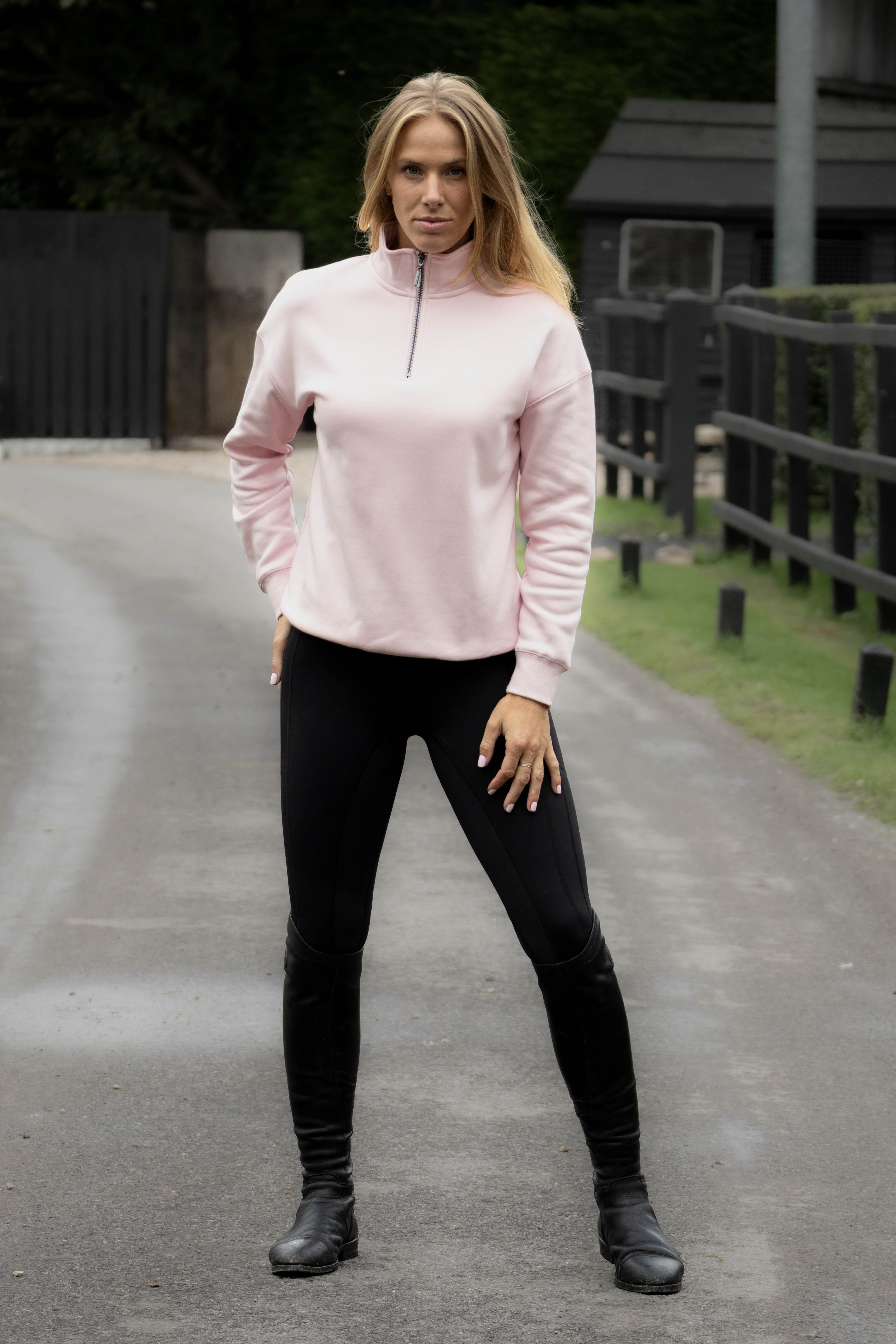 Mochara Baby Pink Half Zip Sweatshirt
