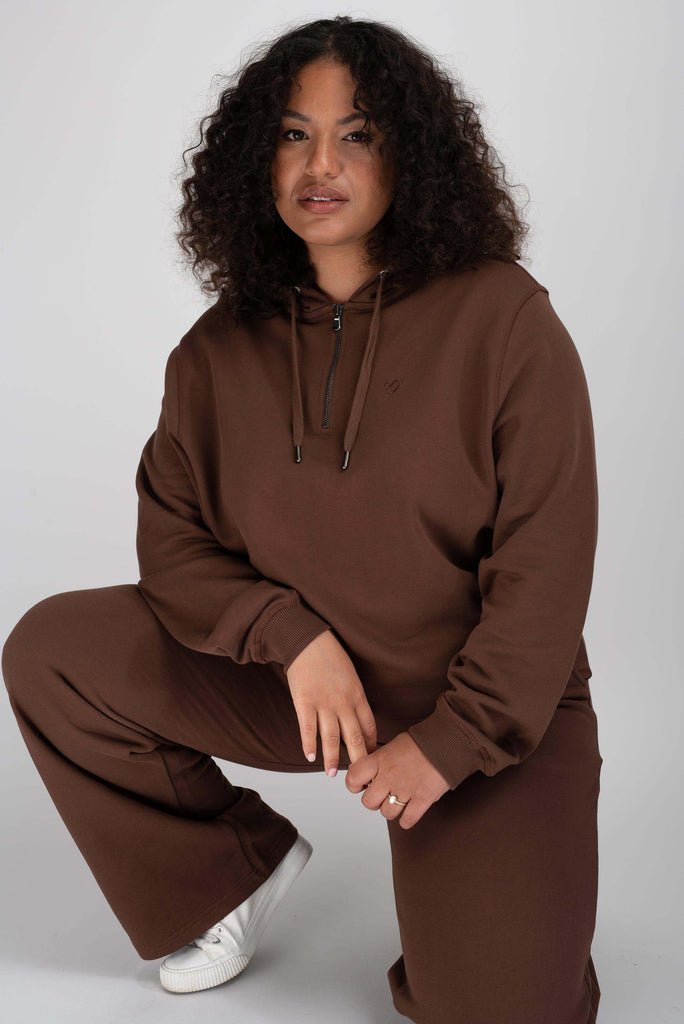 Chocolate Brown Half Zip Hoodie