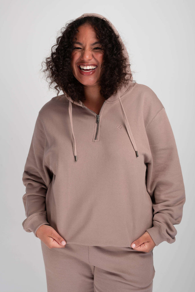 Mocha Half Zip Hoodie