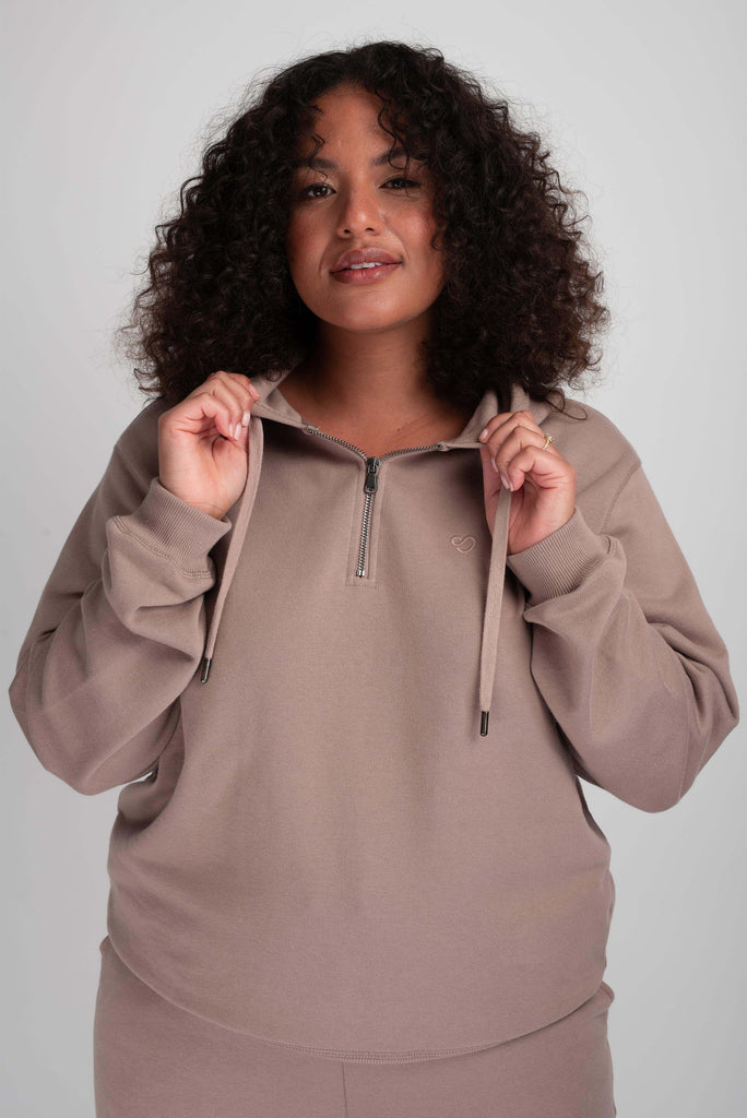 Mocha Half Zip Hoodie