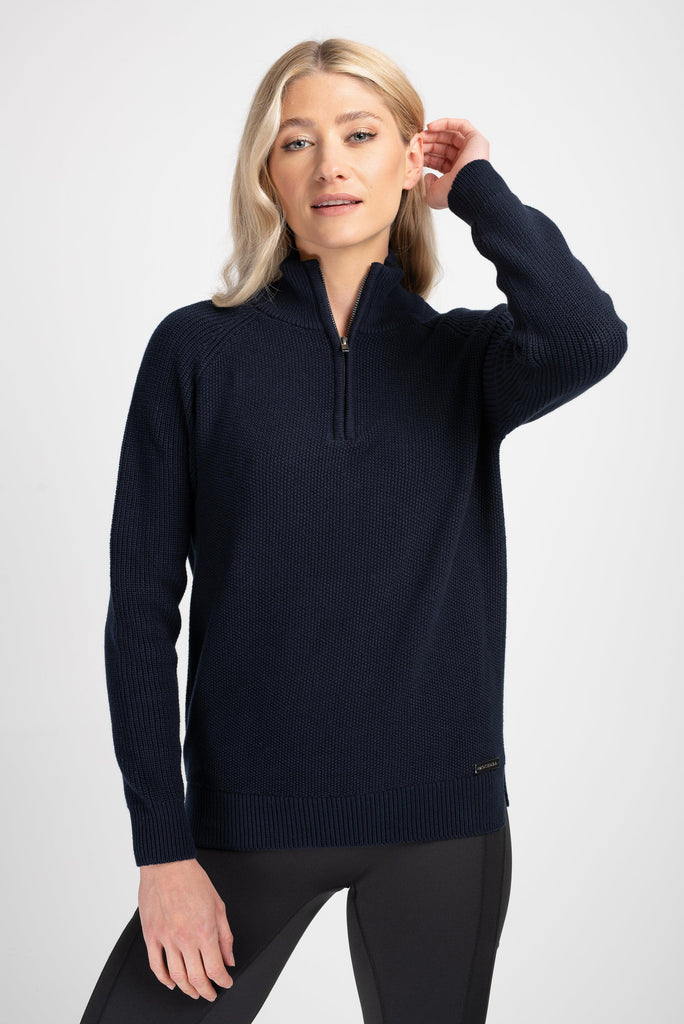 Mochara Cotton Half Zip Jumper Navy