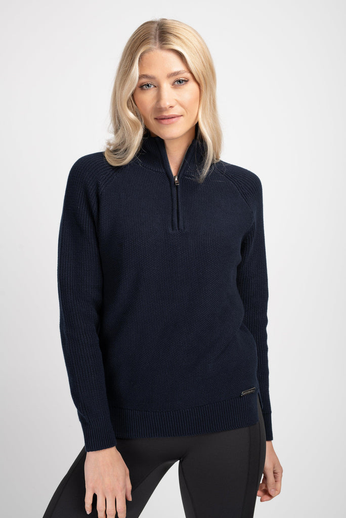 Mochara Cotton Half Zip Jumper Navy