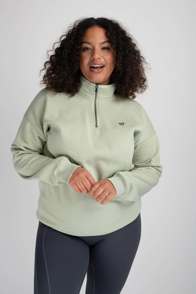 Sage Green Half Zip Sweatshirt