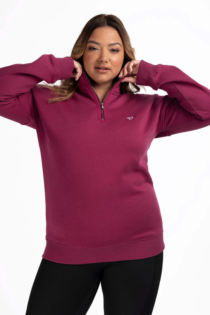 Half Zip Sweatshirt in Plum - Mochara